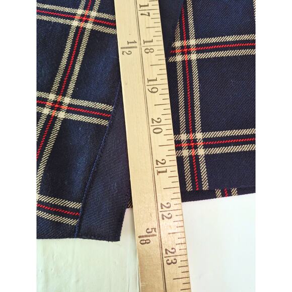 Brooks Brothers Tartan Plaid Wool Skirt Sz 10 Faux Wrap Blue Red Academia Preppy - Picture 10 of 10